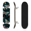 31"x8" Complete Skateboards for Beginners,Whimsical Moths Flowers Pastel Colors Stars Moon Mystical Double Kick 7 Ply Canadian Maple Deck Skateboard with Wheels, Gifts for Kids Teens