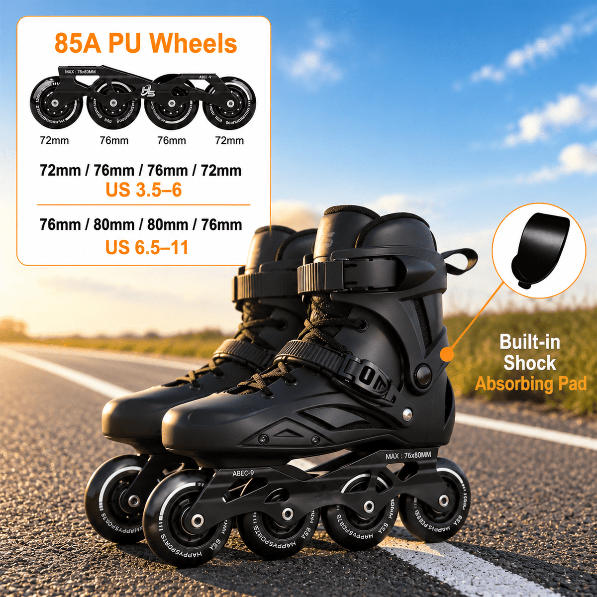 Unbranded Inline Skates Men3.5-4/Women4.5-5 Performance Roller Fitness