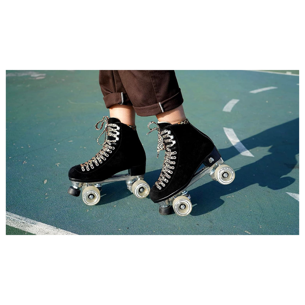 Riedell Quad Roller Skates - Panther Black Suede
