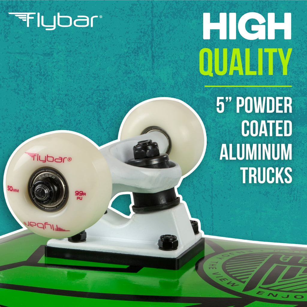 Flybar Skateboards for Beginners, Complete Standard 31 Inch Skateboard, Double Kick, 8" Deck, Lightweight, Stickers