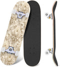 3D Nude Visual Effect Yellowish Brown Layered Chrysanthemum 31" x 8" Complete Skateboard, 7-Ply Canadian Maple Double Kick Trick Board for Kids and Beginners Adult Gifts