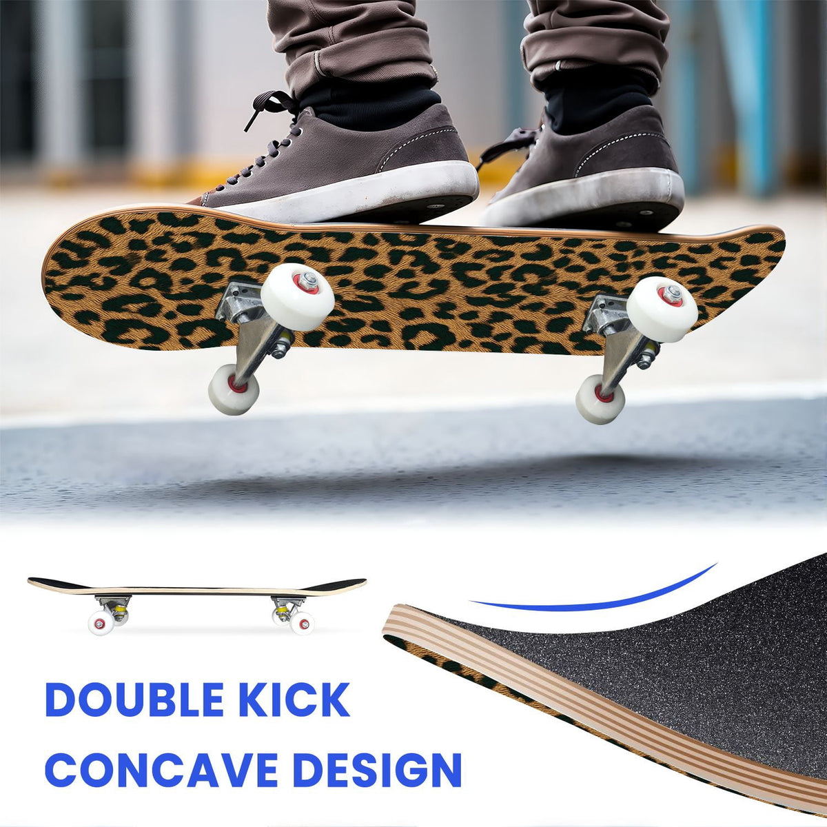 31"x8" Complete Skateboards for Beginners,baseball stadium giant baseballs sunset sky Double Kick 7 Ply Canadian Maple Deck Skateboard with Wheels, Gifts for Kids Teens