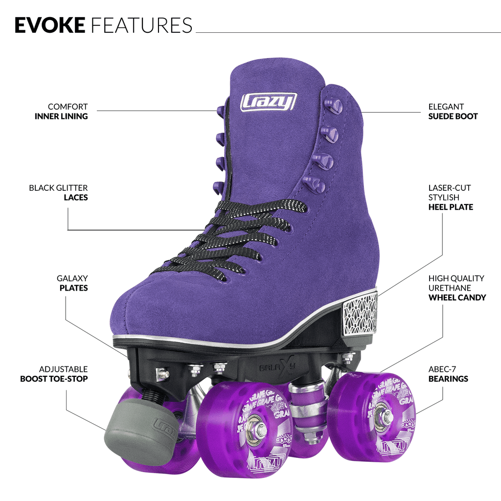 Crazy Skates Evoke Roller Skates for Women - Stylish Suede Quad Skates