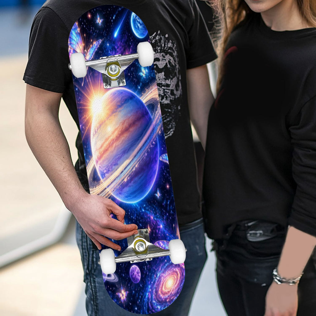 Complete Skateboard Vibrant Brush Stroke Art 31 Inch 7-Ply Maple Skateboard with PU Wheels and Aluminum Trucks, Ready-to-Ride Skateboard for Beginners, Teens and Adults
