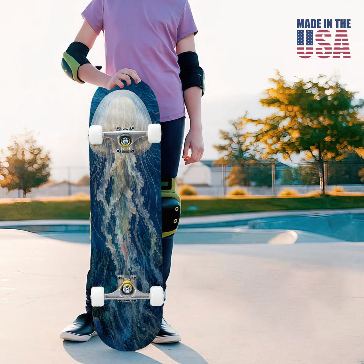 31"x8" Complete Skateboards for Beginners, Colorful Turtle Floral Shell Starry Night Marine Life Double Kick 7 Ply Canadian Maple Deck Skateboard with Wheels, Gifts for Kids Teens