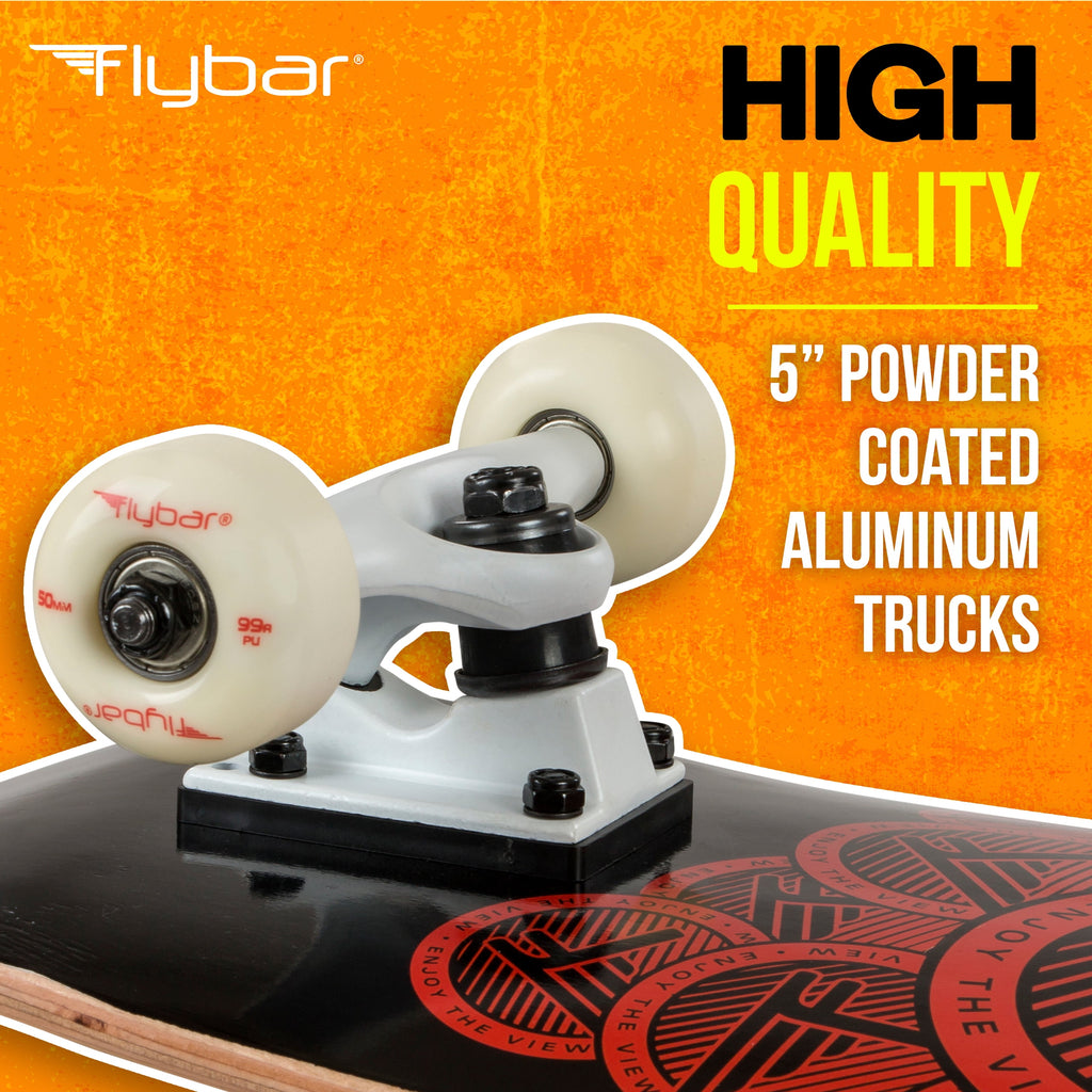 Flybar Skateboards for Beginners, Complete Standard 31 Inch Skateboard, Double Kick, 8" Deck, Lightweight, Stickers