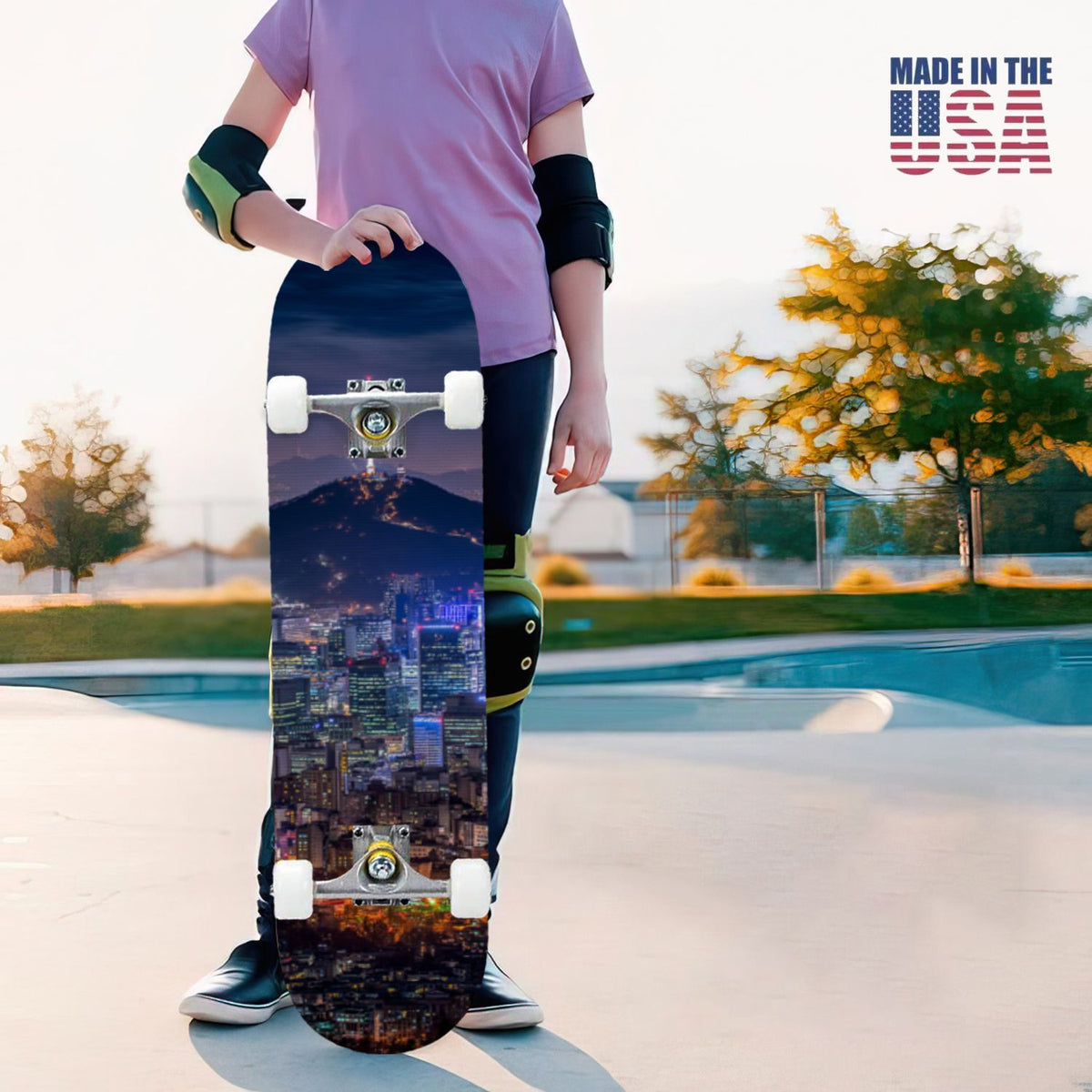 31"x8" Complete Skateboards for Beginners, Red White Vertical Striped Retro Circus Double Kick 7 Ply Canadian Maple Deck Skateboard with Wheels, Gifts for Kids Teens
