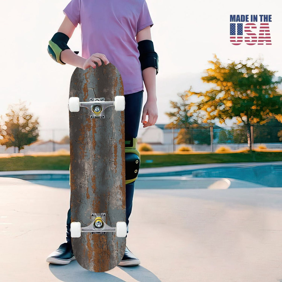 31"x8" Complete Skateboards for Beginners, Vintage Forest Woodland Large Trees Leaves River Cottage Double Kick 7 Ply Canadian Maple Deck Skateboard with Wheels, Gifts for Kids Teens