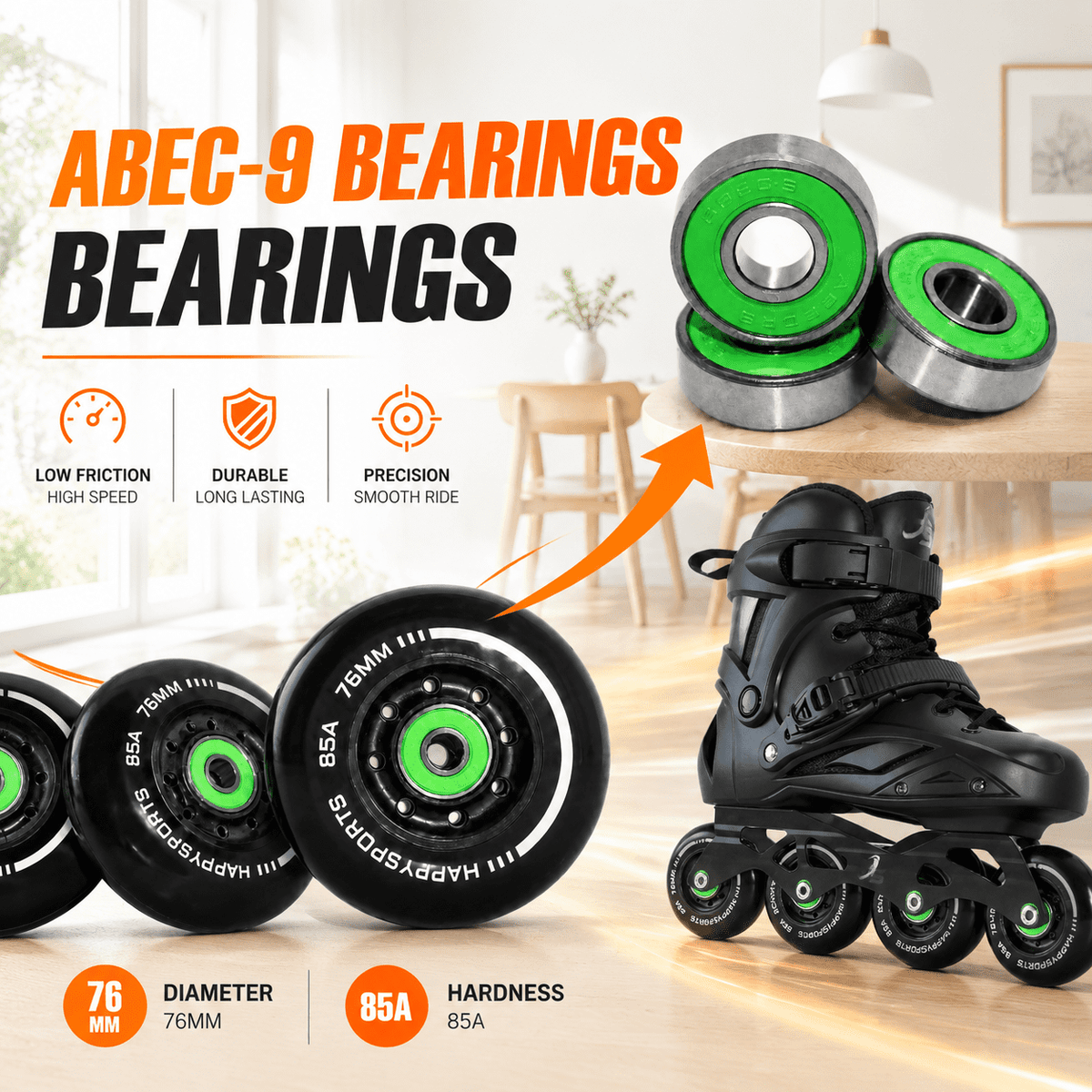 Unisex Inline Skates, Men3.5-4/Women4.5-5, Performance Fitness Roller Skates