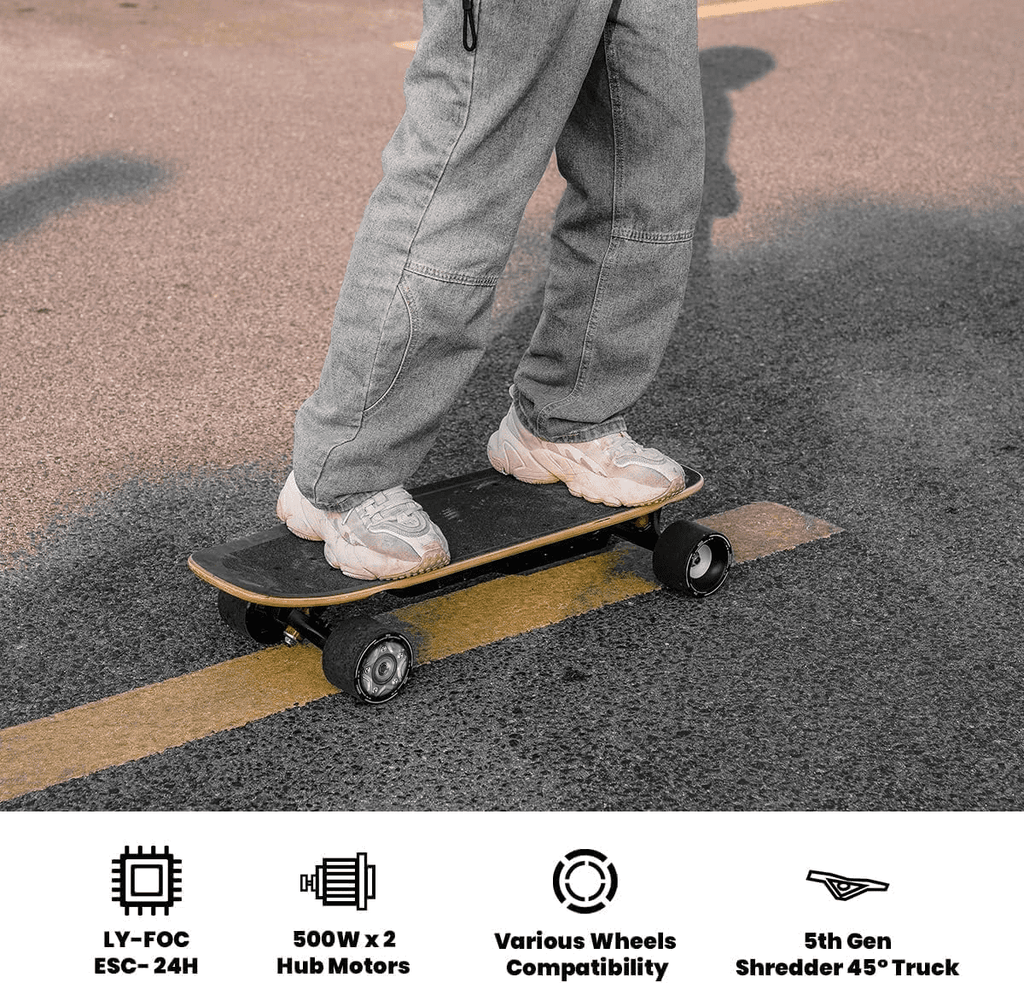 Meepo Electric Skateboard with Remote, 28 MPH Top Speed, 330 LBS Load Capacity, Maple Cruiser for Adults and Teens, Mini 5