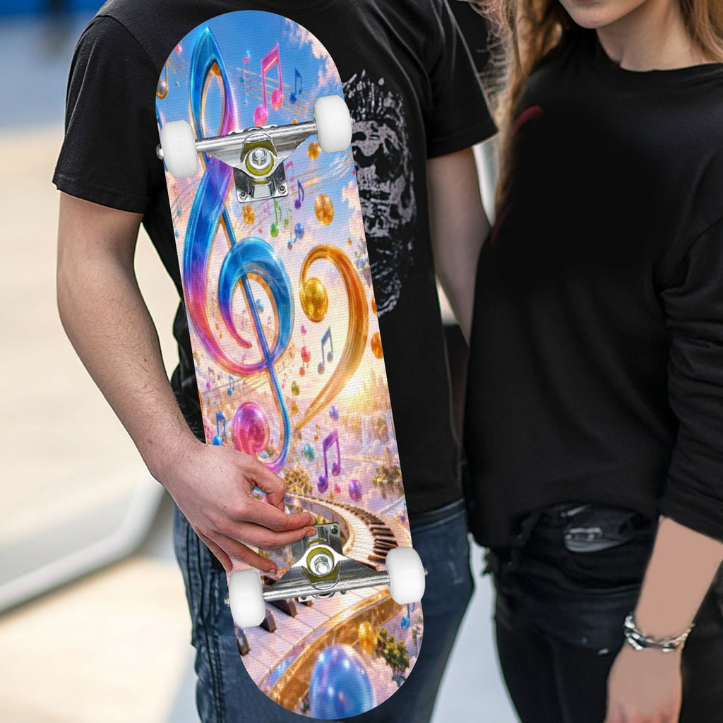 Complete Skateboard Vibrant Multicolored Abstract 31 Inch 7-Ply Maple Skateboard with PU Wheels and Aluminum Trucks, Ready-to-Ride Skateboard for Beginners, Teens and Adults