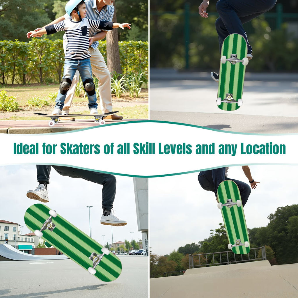 Yellow White Vertical Striped Soft Gradient Lines Minimalist Design 31" x 8" Complete Skateboard, 7-Ply Canadian Maple Double Kick Trick Board for Kids and Beginners Adult Gifts
