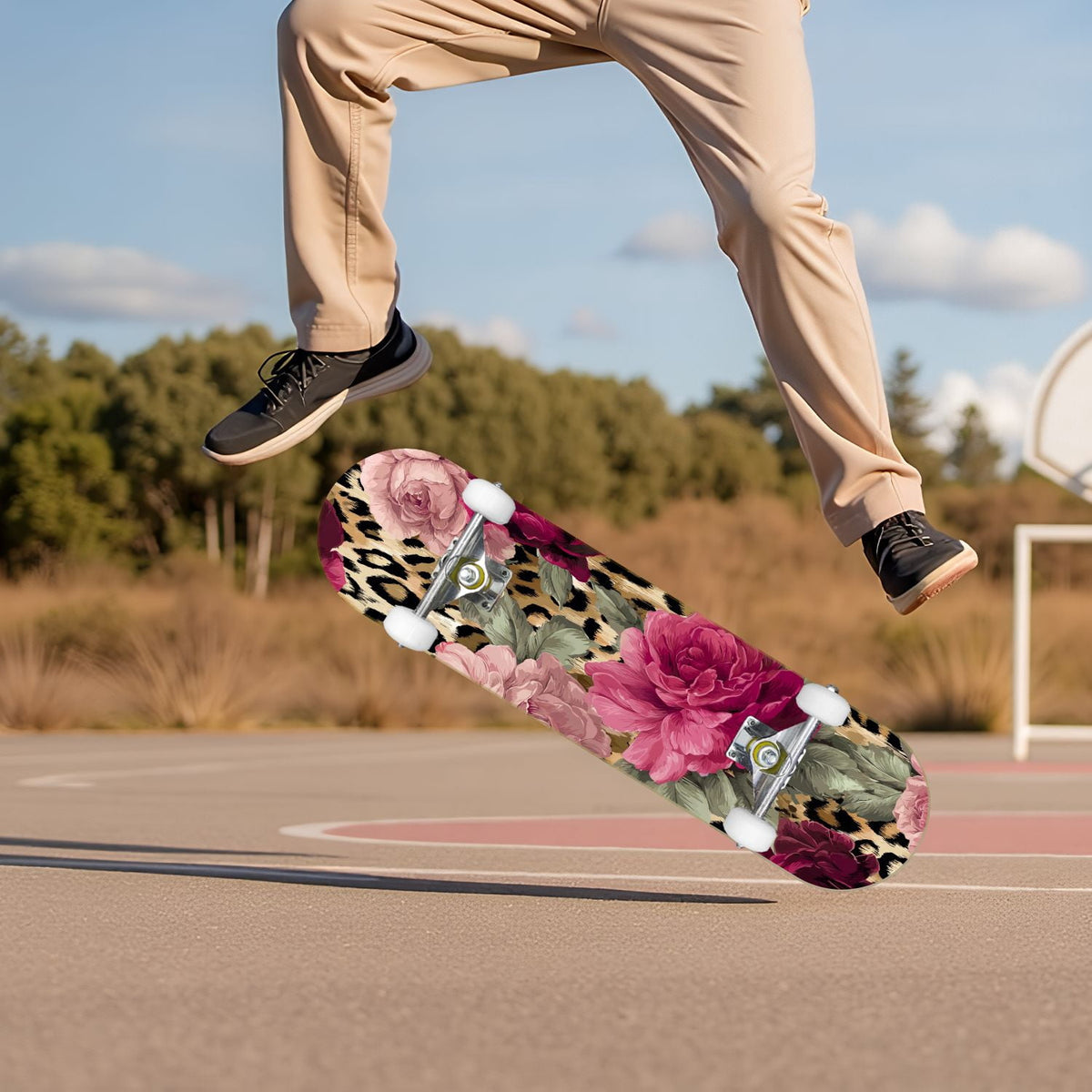 Pink Marble Fluid Abstract Design 31" x 8" Complete Skateboard, 7-Ply Canadian Maple Double Kick Trick Board for Kids and Beginners Adult Gifts