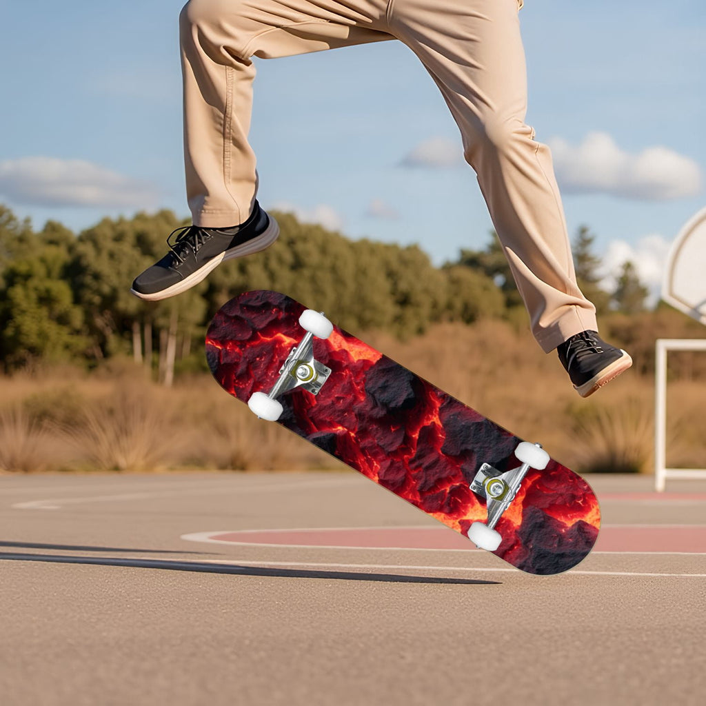 Tropical Jungle Leaf Teal Green Botanical 31" x 8" Complete Skateboard, 7-Ply Canadian Maple Double Kick Trick Board for Kids and Beginners Adult Gifts