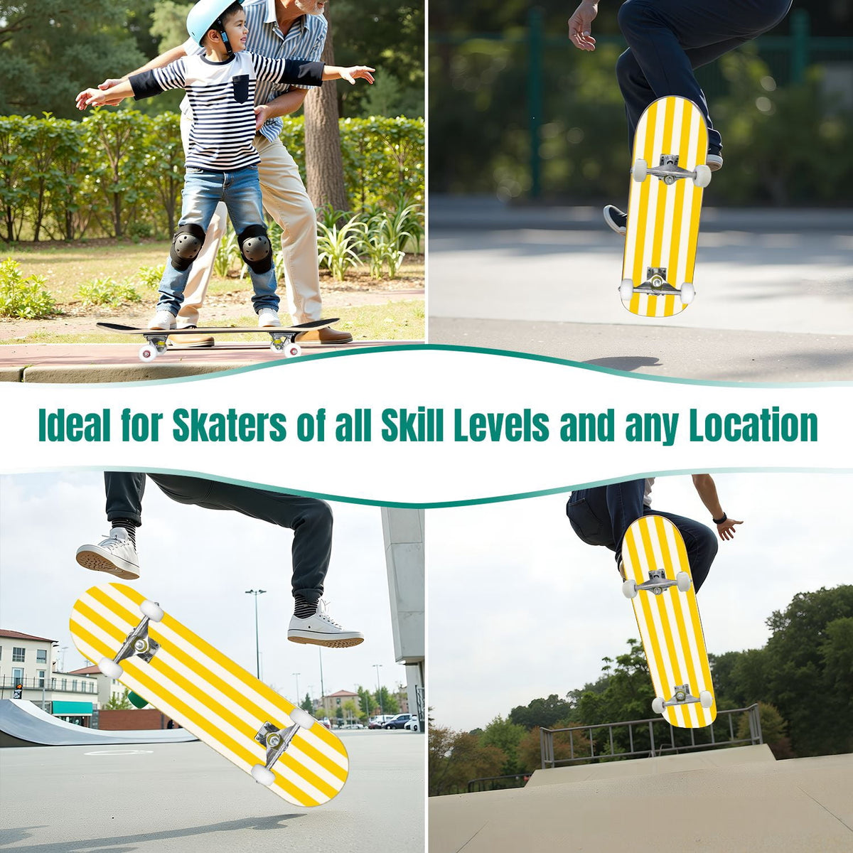 31"x8" Complete Skateboards for Beginners,Barn Windmill Artwork Rustic Barn Wood Farm Windmill Double Kick 7 Ply Canadian Maple Deck Skateboard with Wheels, Gifts for Kids Teens
