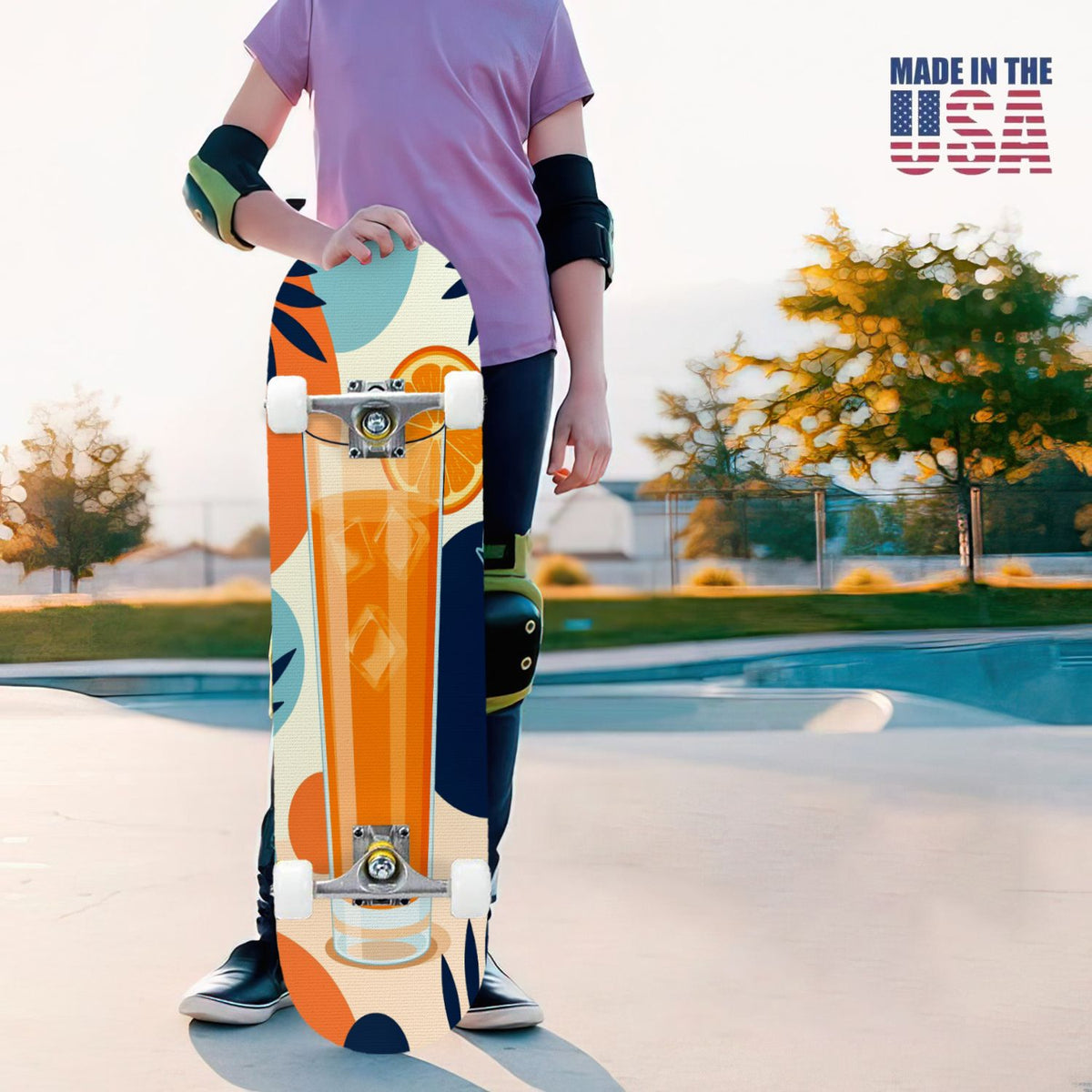 31"x8" Complete Skateboards for Beginners, Pink Bow Heart Vertical Stripes Romantic Double Kick 7 Ply Canadian Maple Deck Skateboard with Wheels, Gifts for Kids Teens