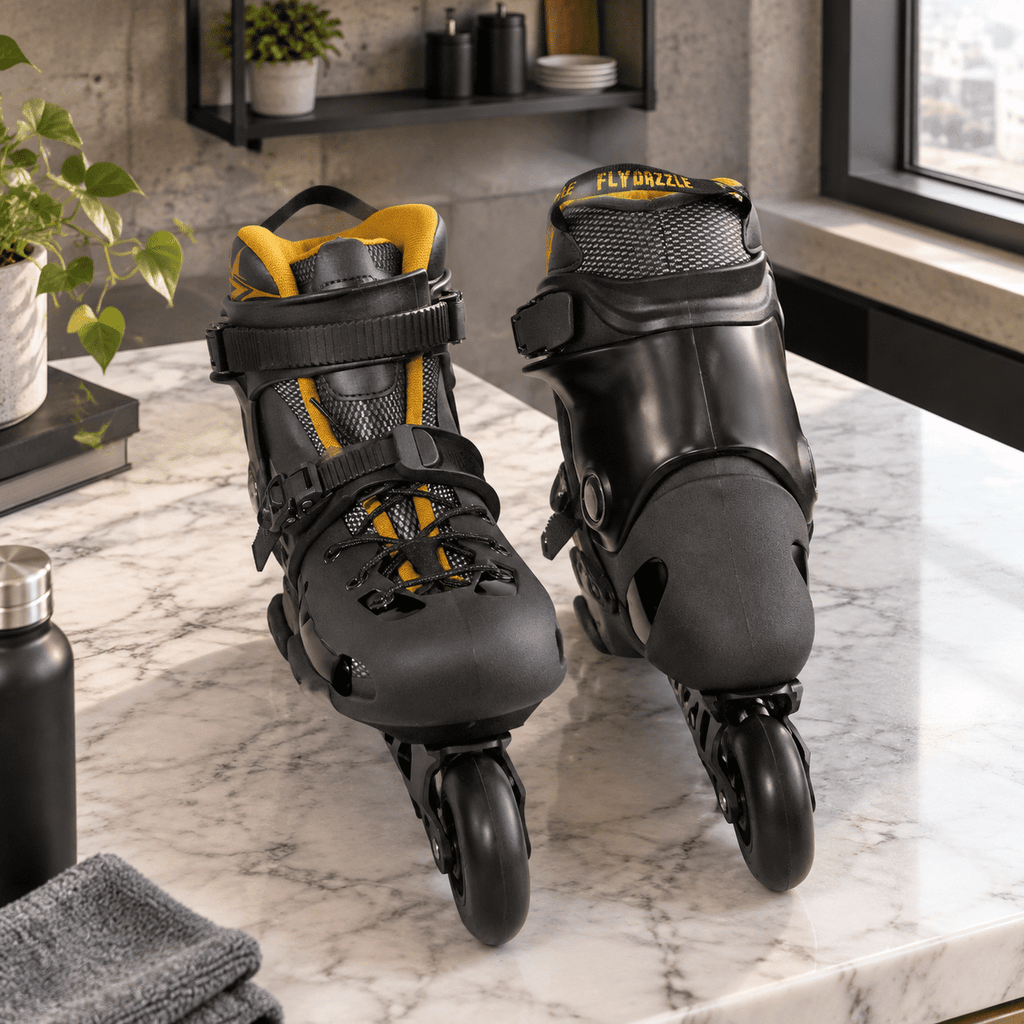 Men's Inline Skates For Urban Freeride Skating - Abec-9 Bearings High-impact Pp Shell Ankle Support All-weather Buckle