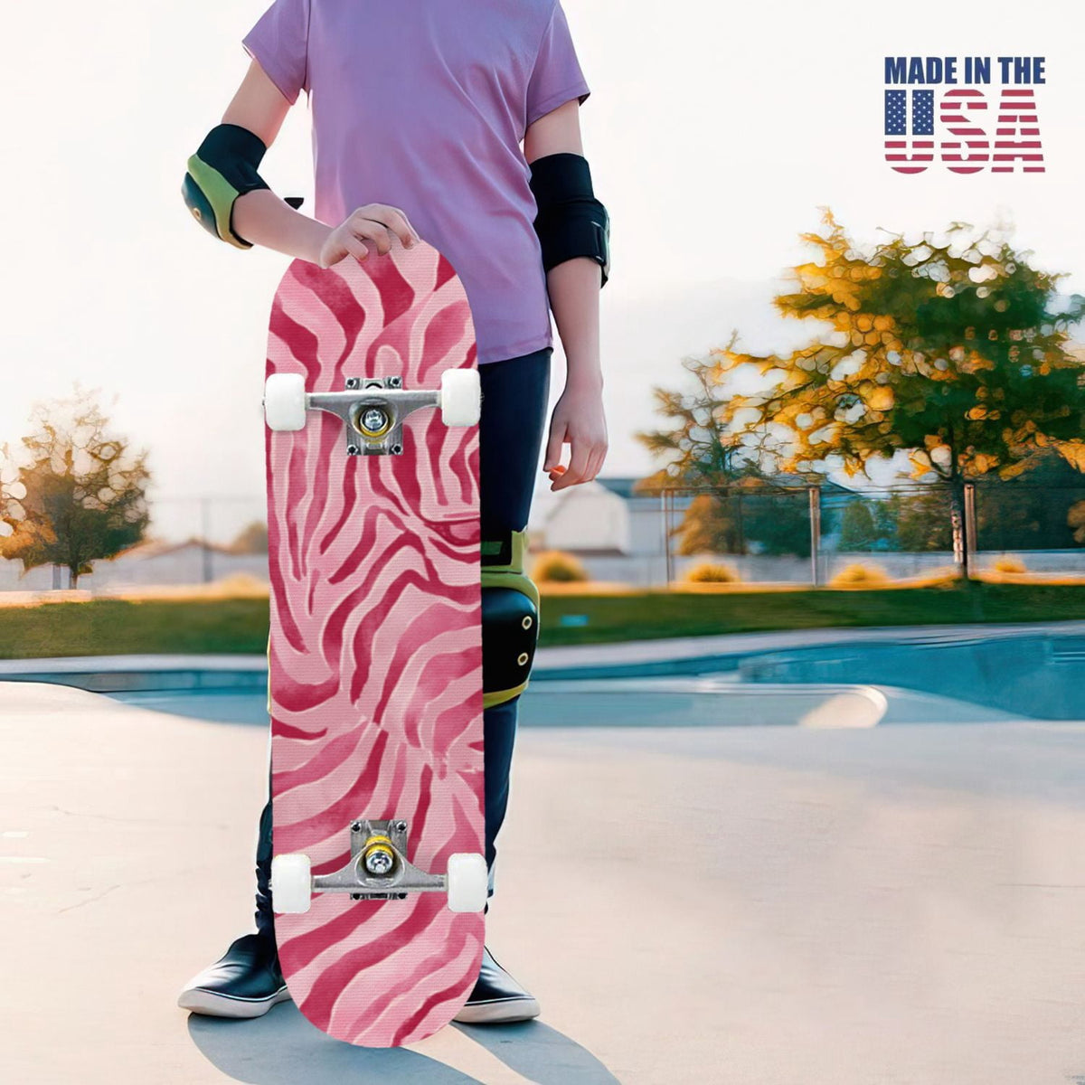 31"x8" Complete Skateboards for Beginners,Leopard Print Black Brown Beige Double Kick 7 Ply Canadian Maple Deck Skateboard with Wheels, Gifts for Kids Teens