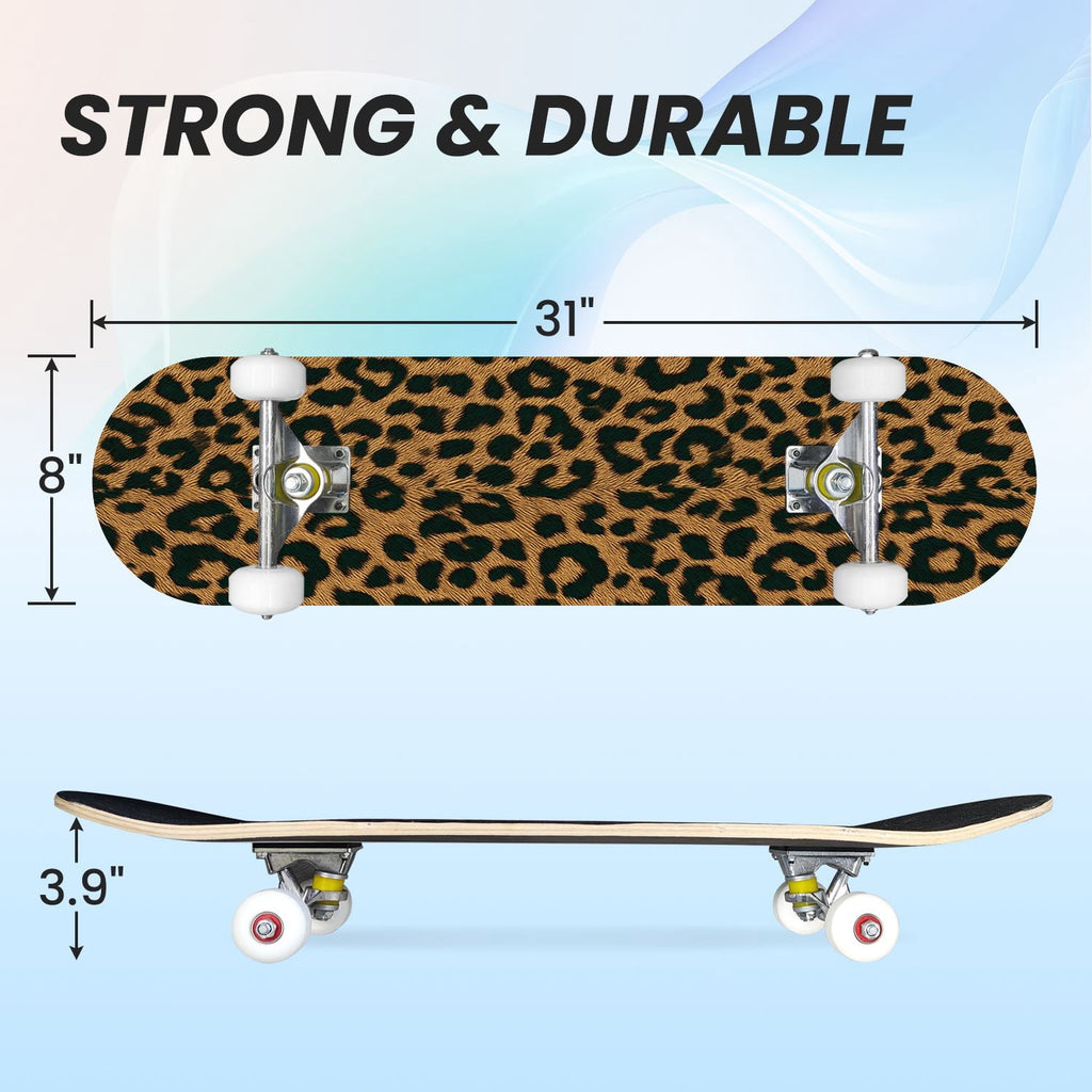 31"x8" Complete Skateboards for Beginners,baseball stadium giant baseballs sunset sky Double Kick 7 Ply Canadian Maple Deck Skateboard with Wheels, Gifts for Kids Teens