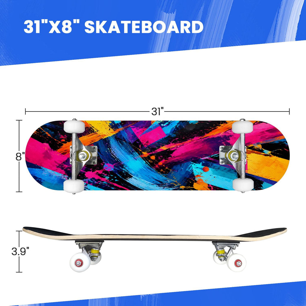 Complete Skateboard Golden Retriever Dog Portrait 31 Inch 7-Ply Maple Skateboard with PU Wheels and Aluminum Trucks, Ready-to-Ride Skateboard for Beginners, Teens and Adults