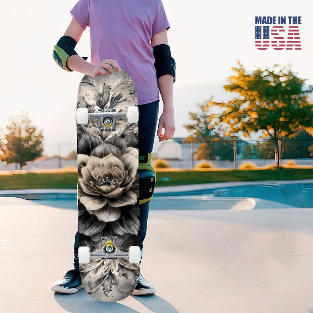 31"x8" Complete Skateboards for Beginners, Birch Trees Abstract Forest Branches Landscape Colorful Double Kick 7 Ply Canadian Maple Deck Skateboard with Wheels, Gifts for Kids Teens