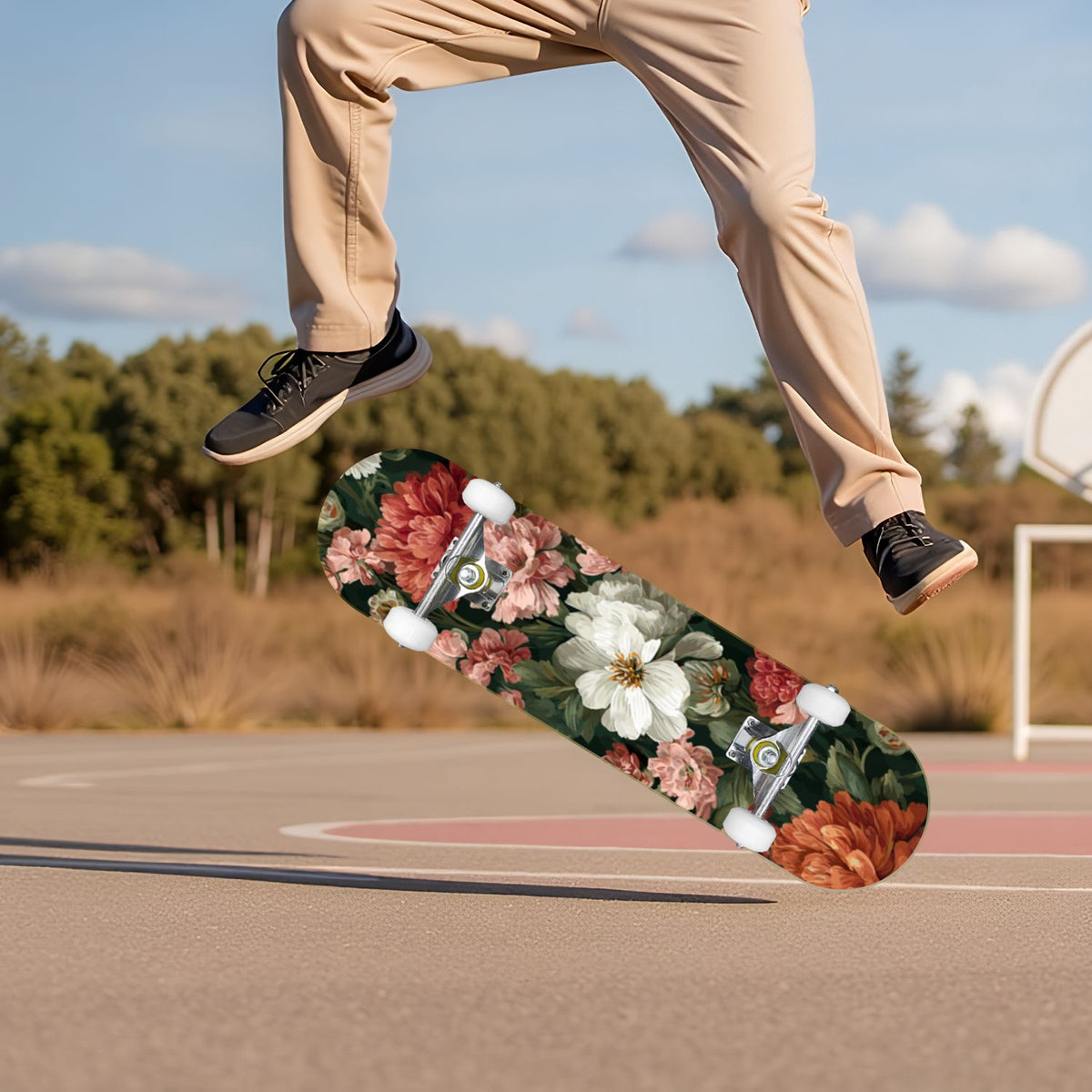 Seashells Starfish Sandy Beach Soft Lighting 31" x 8" Complete Skateboard, 7-Ply Canadian Maple Double Kick Trick Board for Kids and Beginners Adult Gifts