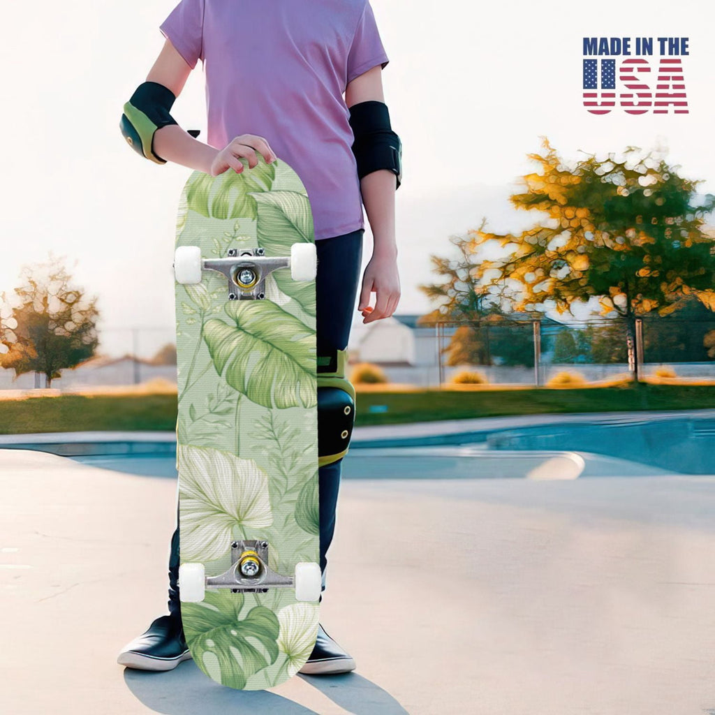 31"x8" Complete Skateboards for Beginners, Whimsical Butterfly Garden Watercolor Art Print Double Kick 7 Ply Canadian Maple Deck Skateboard with Wheels, Gifts for Kids Teens