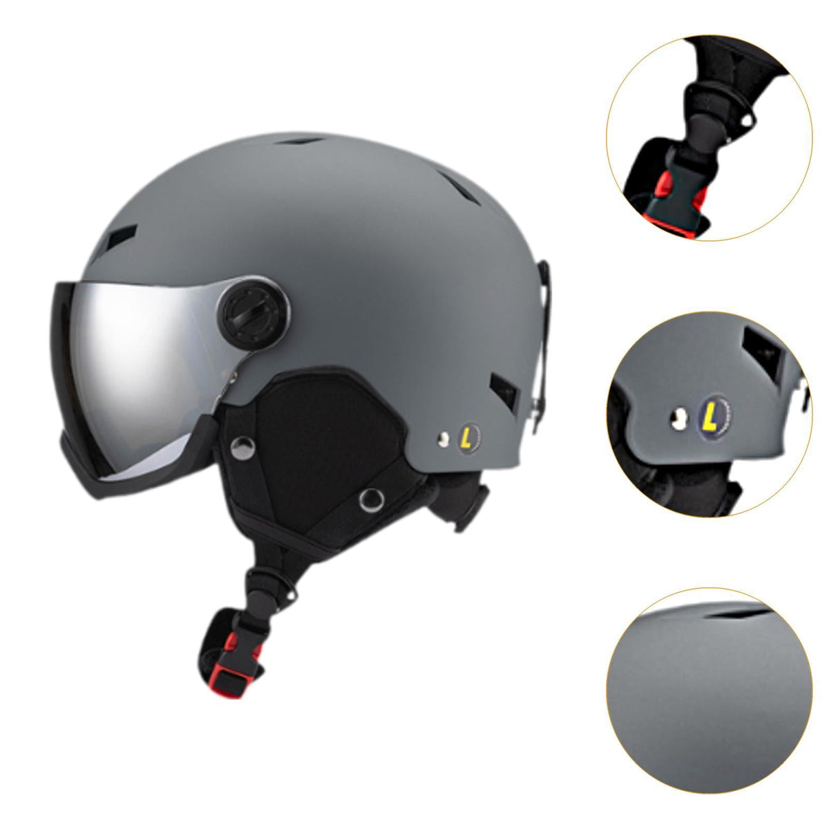 figatia Snowboard Helmet Ski Helmet with Goggles Headgear with Ski Goggles Ear Cover Warm Shockproof Windproof Snow Helmet Ski Helmet L Dark Grey