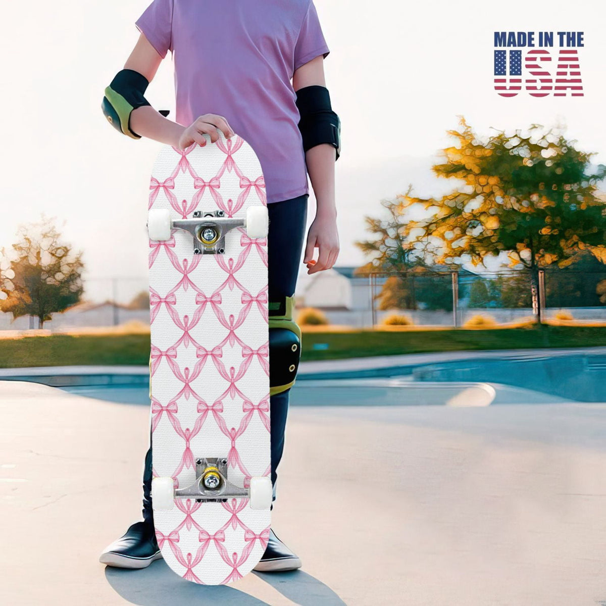 31"x8" Complete Skateboards for Beginners, Abstract Black Hexagon Honeycomb Glowing Blue Neon Geometric Double Kick 7 Ply Canadian Maple Deck Skateboard with Wheels, Gifts for Kids Teens