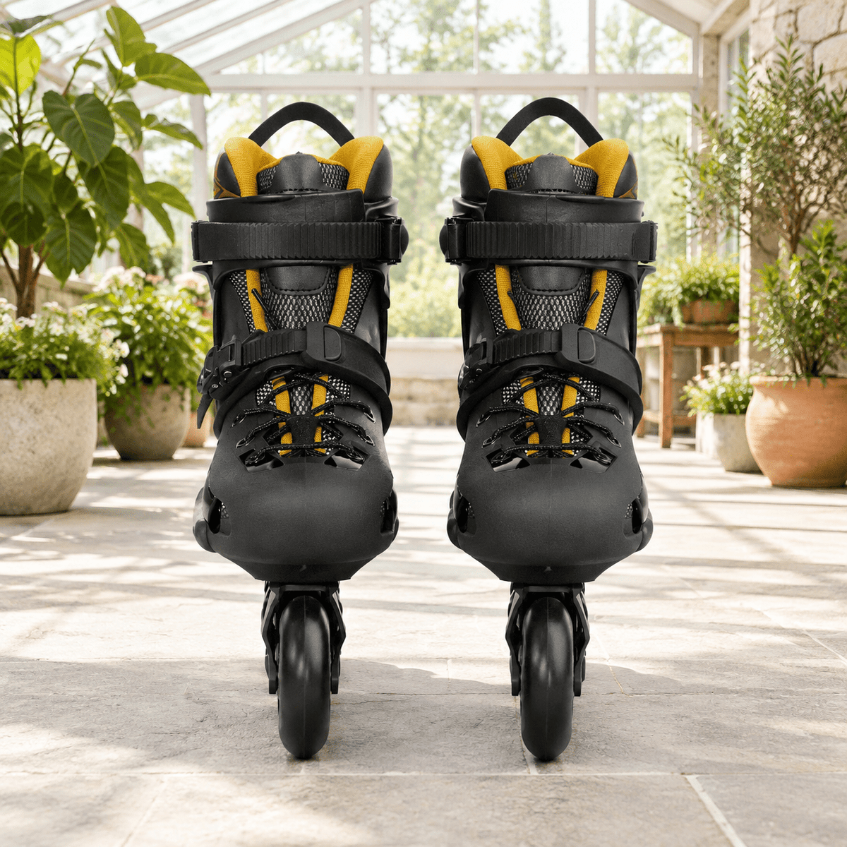 Men's Inline Skates For Urban Freeride Skating - Abec-9 Bearings High-impact Pp Shell Ankle Support All-weather Buckle