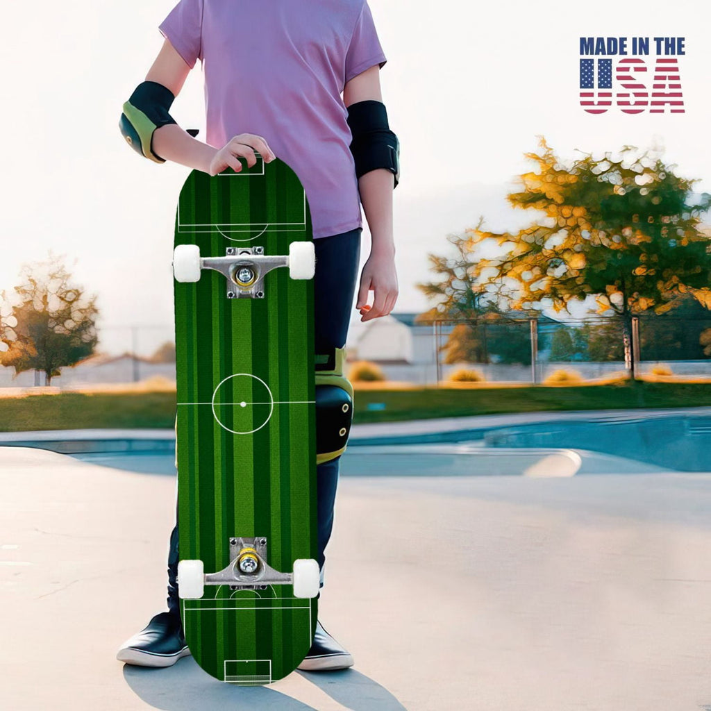 31"x8" Complete Skateboards for Beginners,baseball stadium giant baseballs sunset sky Double Kick 7 Ply Canadian Maple Deck Skateboard with Wheels, Gifts for Kids Teens