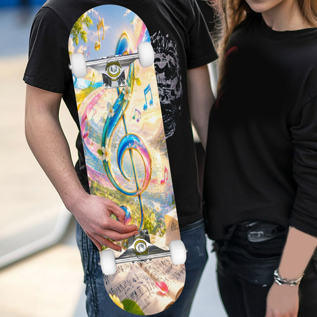 Complete Skateboard Vibrant Multicolored Abstract 31 Inch 7-Ply Maple Skateboard with PU Wheels and Aluminum Trucks, Ready-to-Ride Skateboard for Beginners, Teens and Adults