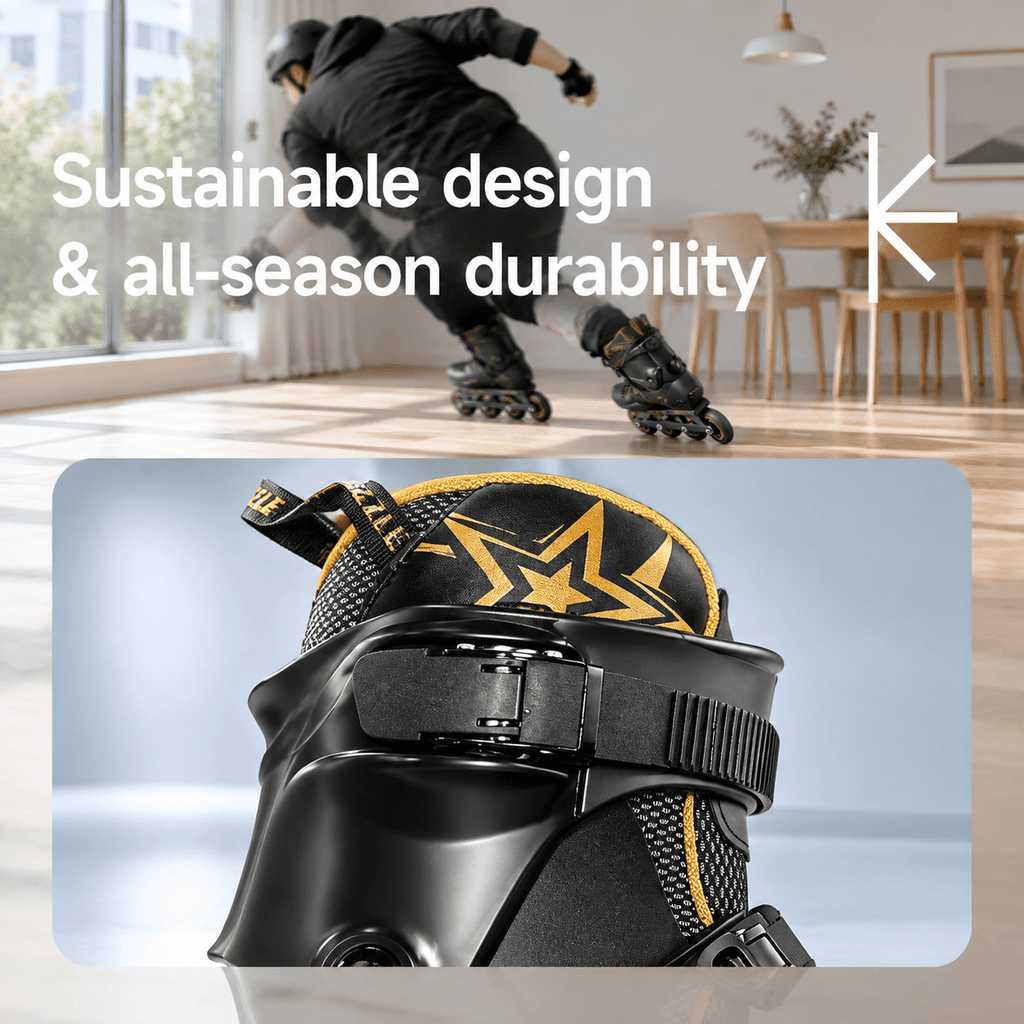 Men's Inline Skates For Urban Freeride Skating - Abec-9 Bearings High-impact Pp Shell Ankle Support All-weather Buckle