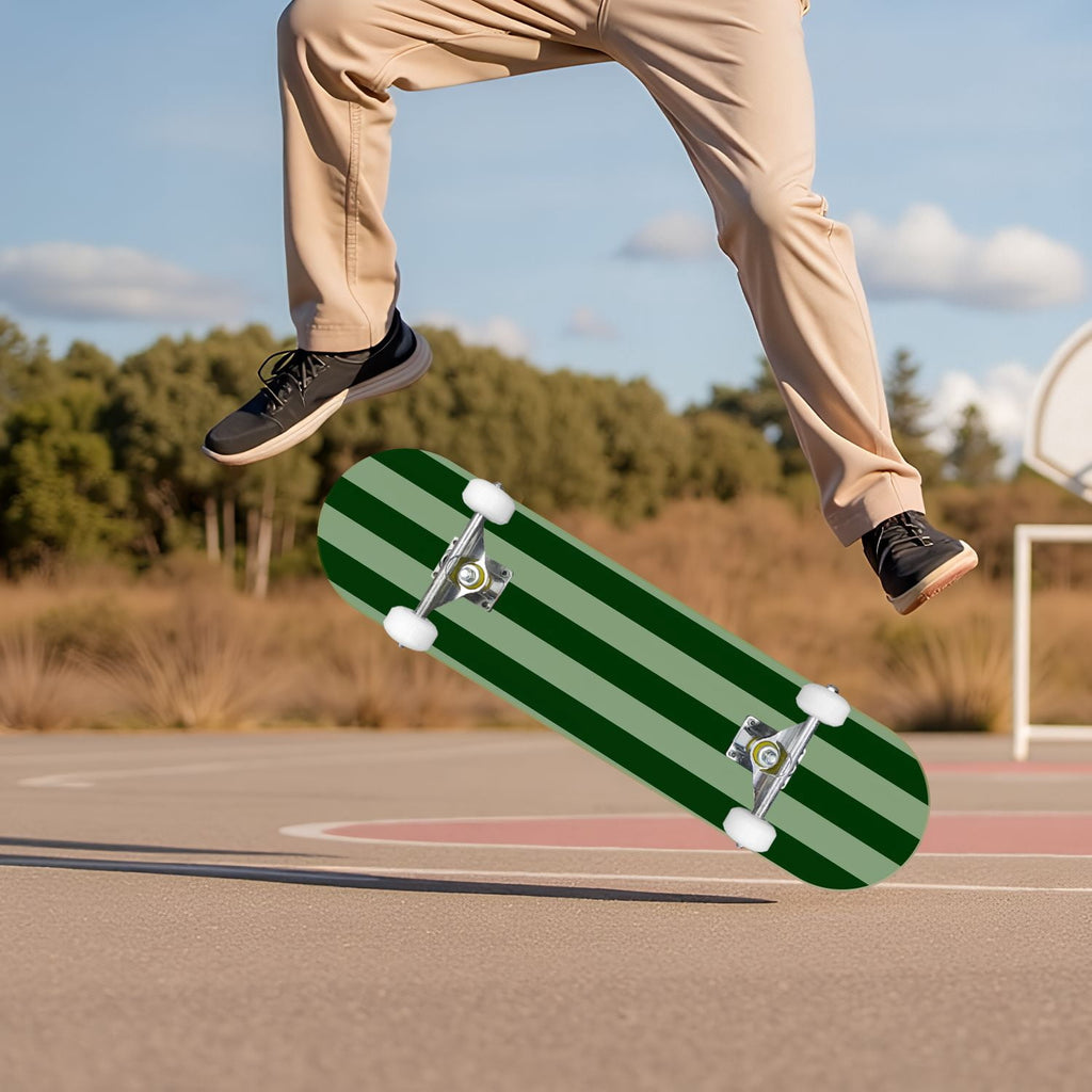 Yellow White Vertical Striped Soft Gradient Lines Minimalist Design 31" x 8" Complete Skateboard, 7-Ply Canadian Maple Double Kick Trick Board for Kids and Beginners Adult Gifts