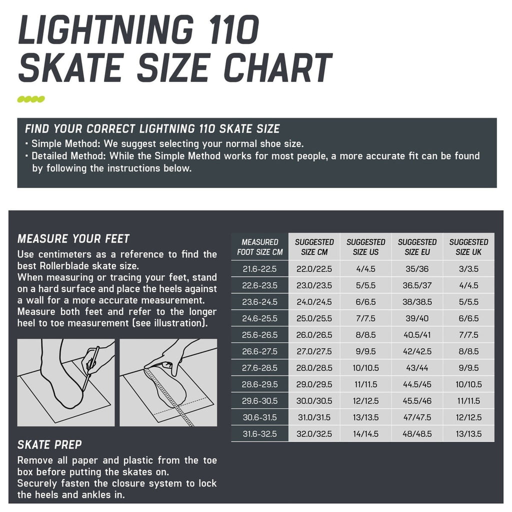 ROLLERBLADE Adult Unisex Lightning 110 White/Black Inline Skates, Size: 8