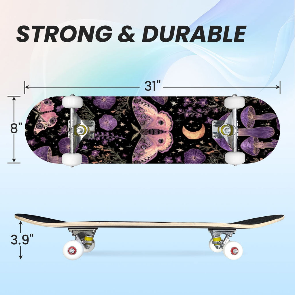 31"x8" Complete Skateboards for Beginners,Barn Windmill Artwork Rustic Barn Wood Farm Windmill Double Kick 7 Ply Canadian Maple Deck Skateboard with Wheels, Gifts for Kids Teens