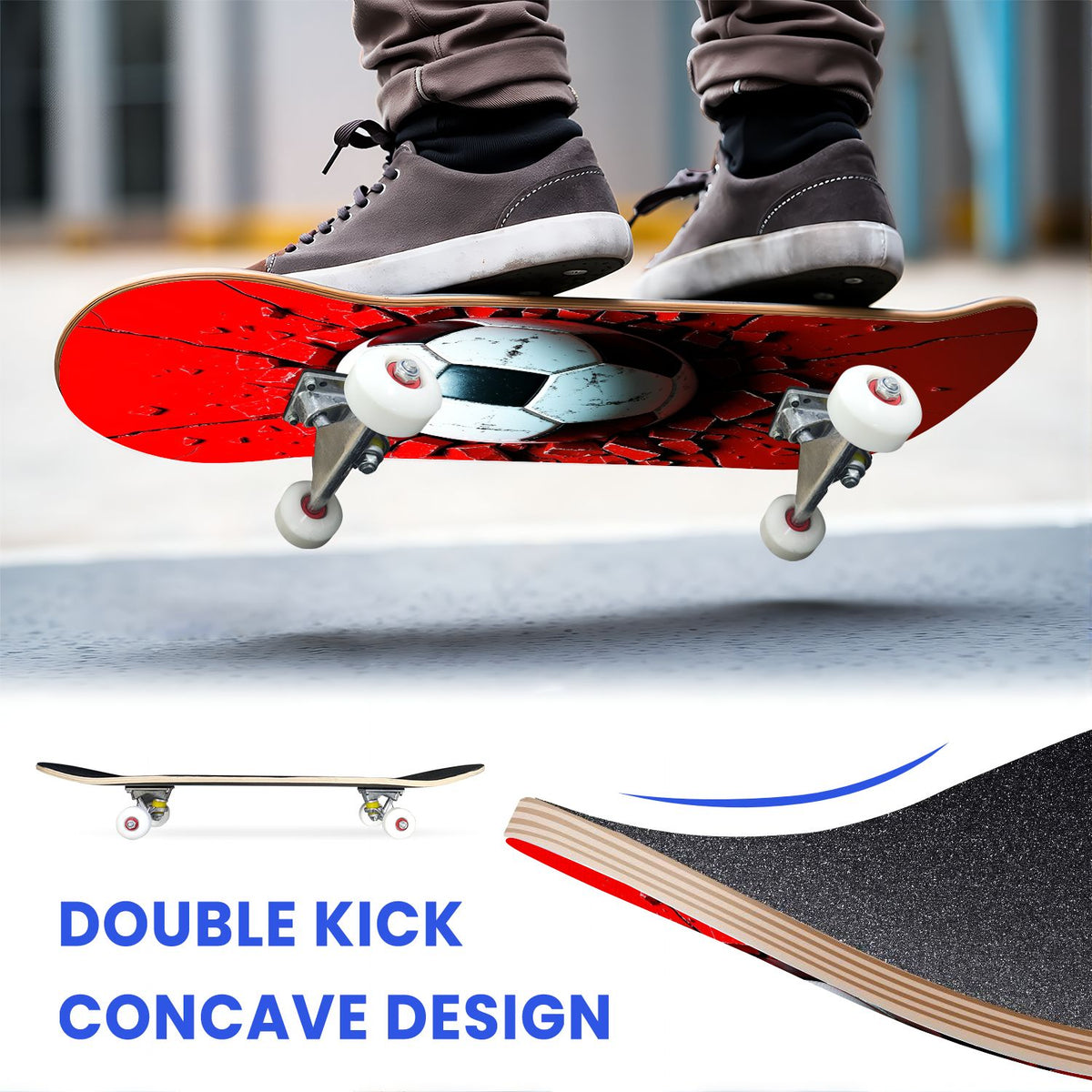 31"x8" Complete Skateboards for Beginners, Idyllic Tropical Beach Turquoise Water Golden Sand Shoreline Double Kick 7 Ply Canadian Maple Deck Skateboard with Wheels, Gifts for Kids Teens