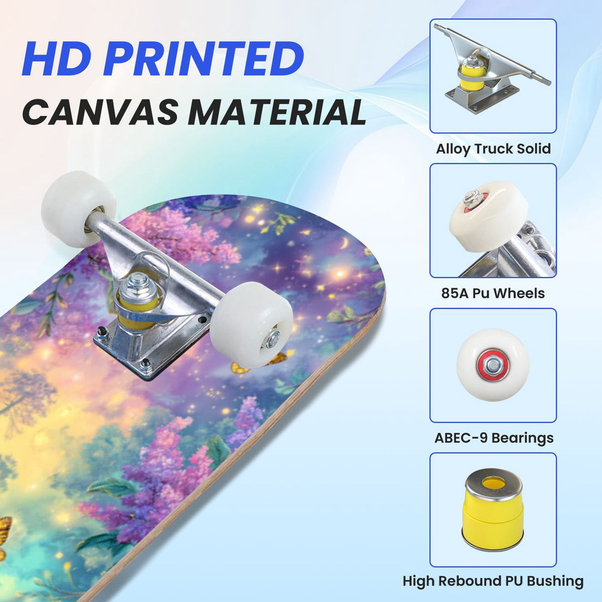 31"x8" Complete Skateboards for Beginners,Pink Cream Vertical Stripes Double Kick 7 Ply Canadian Maple Deck Skateboard with Wheels, Gifts for Kids Teens