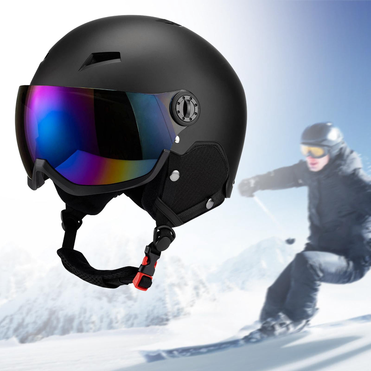 figatia Snow Sports Helmet Windproof Breathable Snowboard Helmet Protection Goggles for Adults for Skateboarding Winter Sports Black S