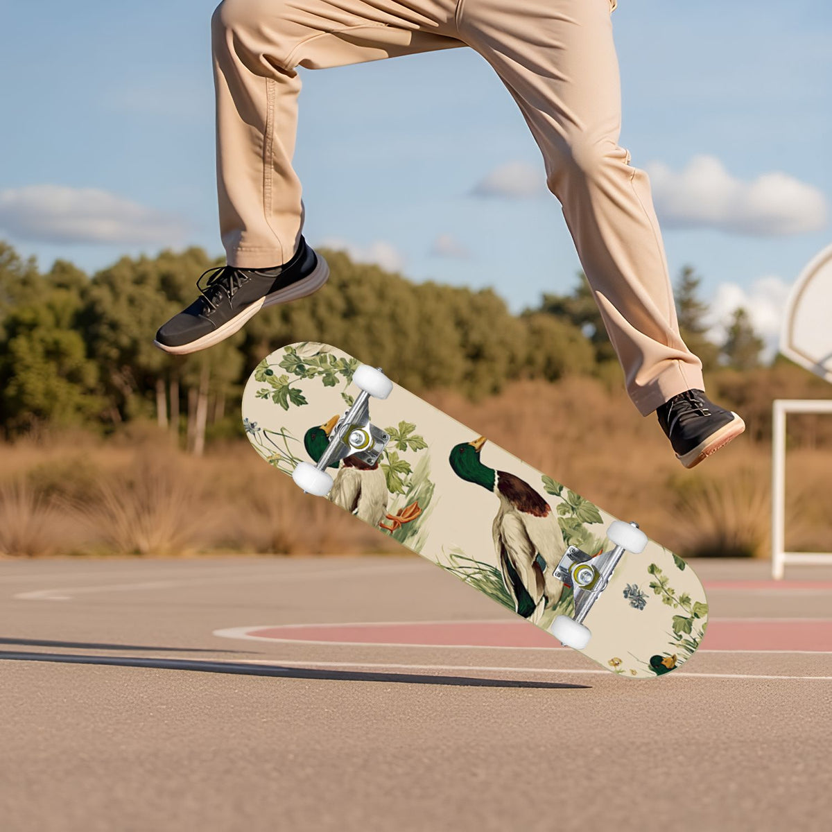 Western Cowboy Horses Desert Landscape 31" x 8" Complete Skateboard, 7-Ply Canadian Maple Double Kick Trick Board for Kids and Beginners Adult Gifts