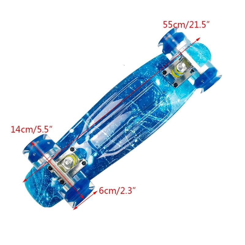 CEORPER 22inch Complete Mini Cruiser Skateboard Longboard Flashing Wheels Fish Skate Board for Adults Kids Teens