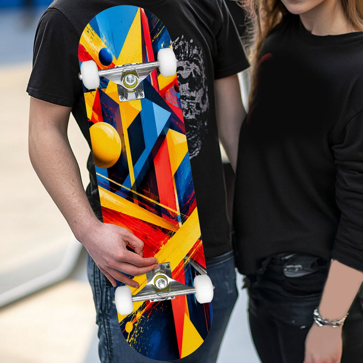Complete Skateboard Colorful Splash Art Headphones 31 Inch 7-Ply Maple Skateboard with PU Wheels and Aluminum Trucks, Ready-to-Ride Skateboard for Beginners, Teens and Adults