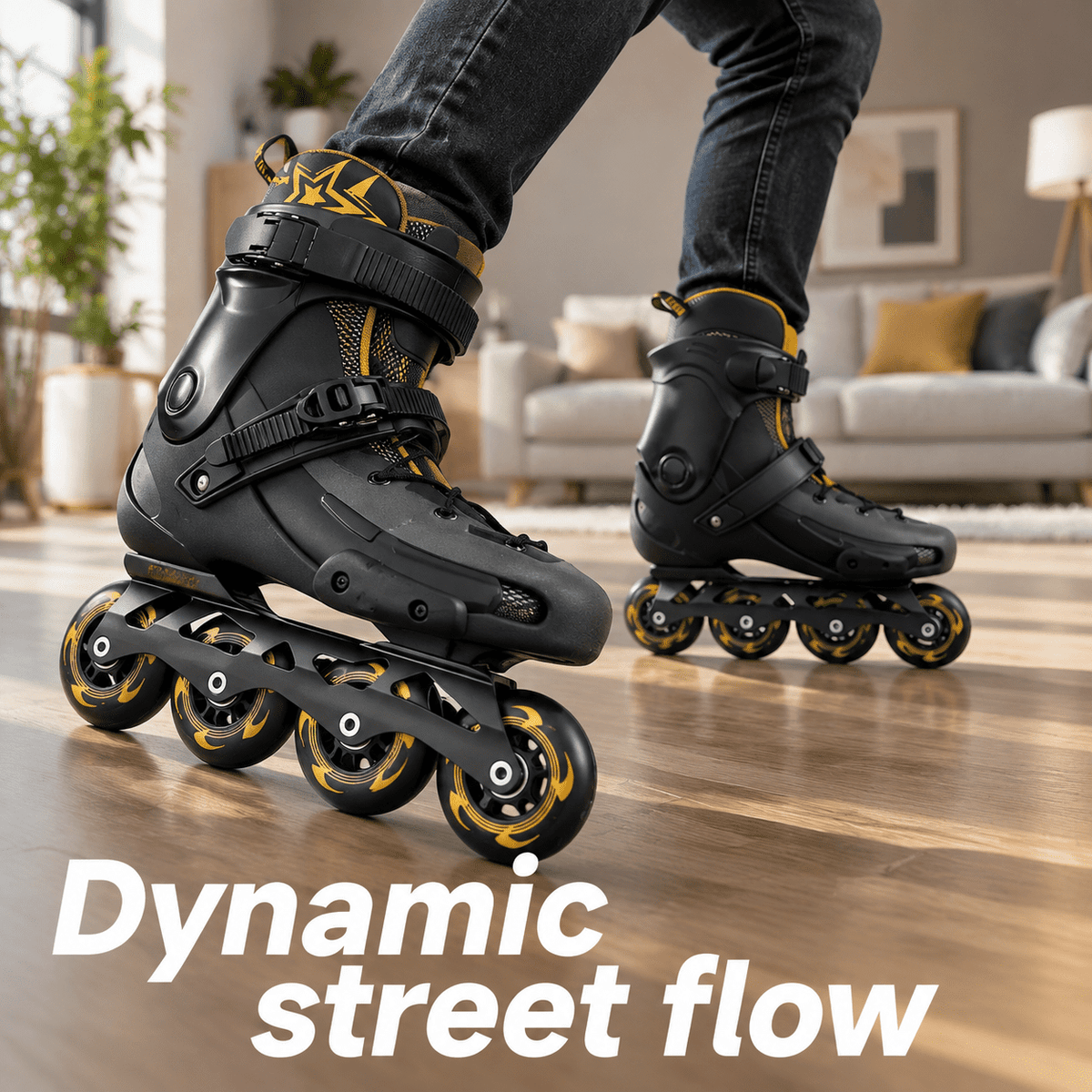 Men's Inline Skates For Urban Freeride Skating - Abec-9 Bearings High-impact Pp Shell Ankle Support All-weather Buckle