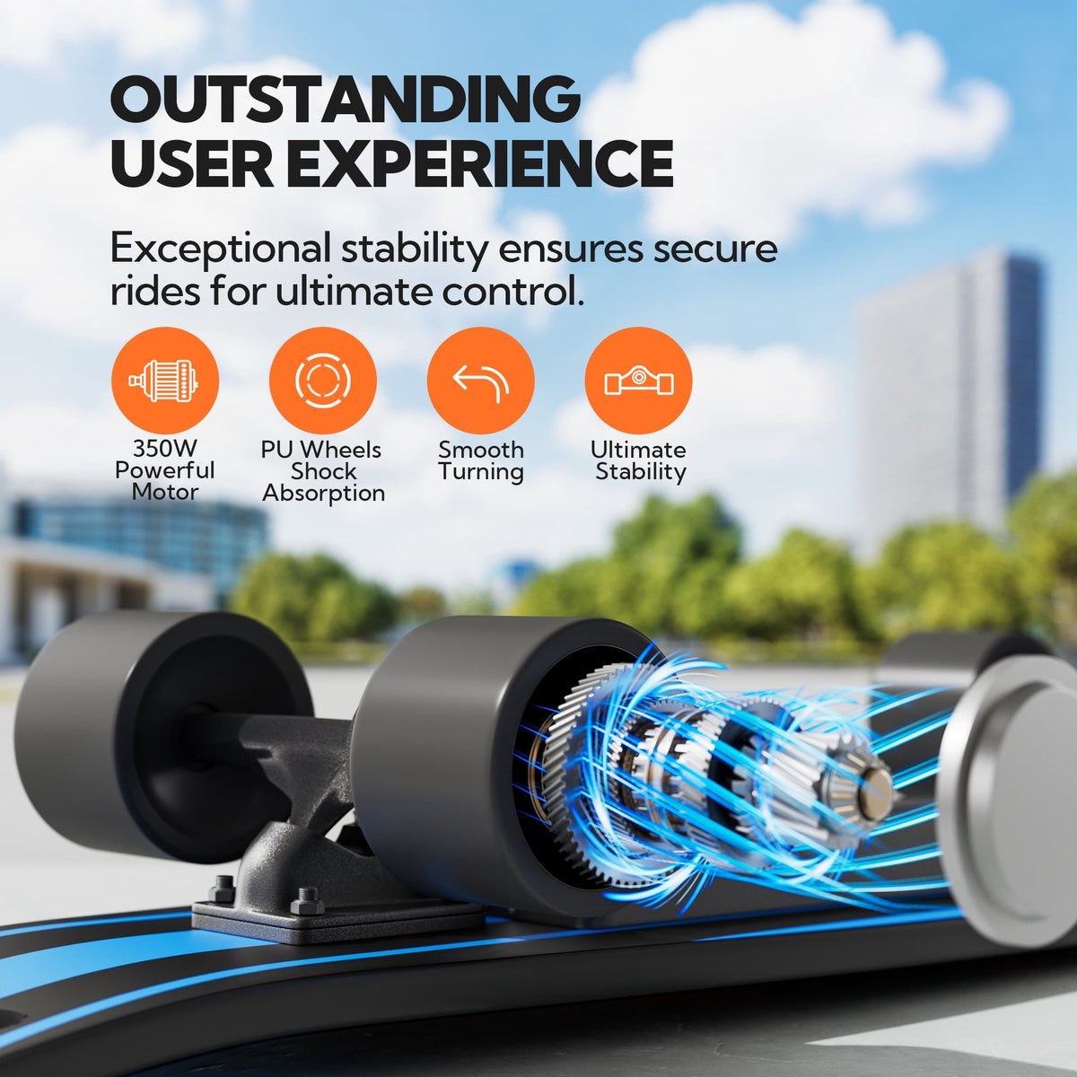 EBOSSOM Electric Skateboard with 350W Motor, 27" Eboard with Remote Control, 4 Modes Max 10Mph, 8 Layers Deck,Gifts for Beginners and Teens,ES6 SE