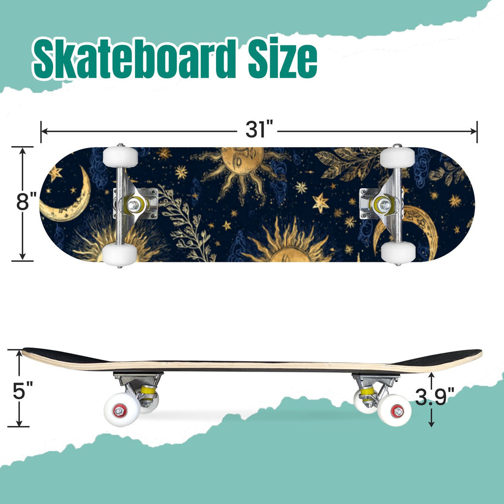 Vintage Botanical Lavender Candles Potion Bottles Green 31" x 8" Complete Skateboard, 7-Ply Canadian Maple Double Kick Trick Board for Kids and Beginners Adult Gifts