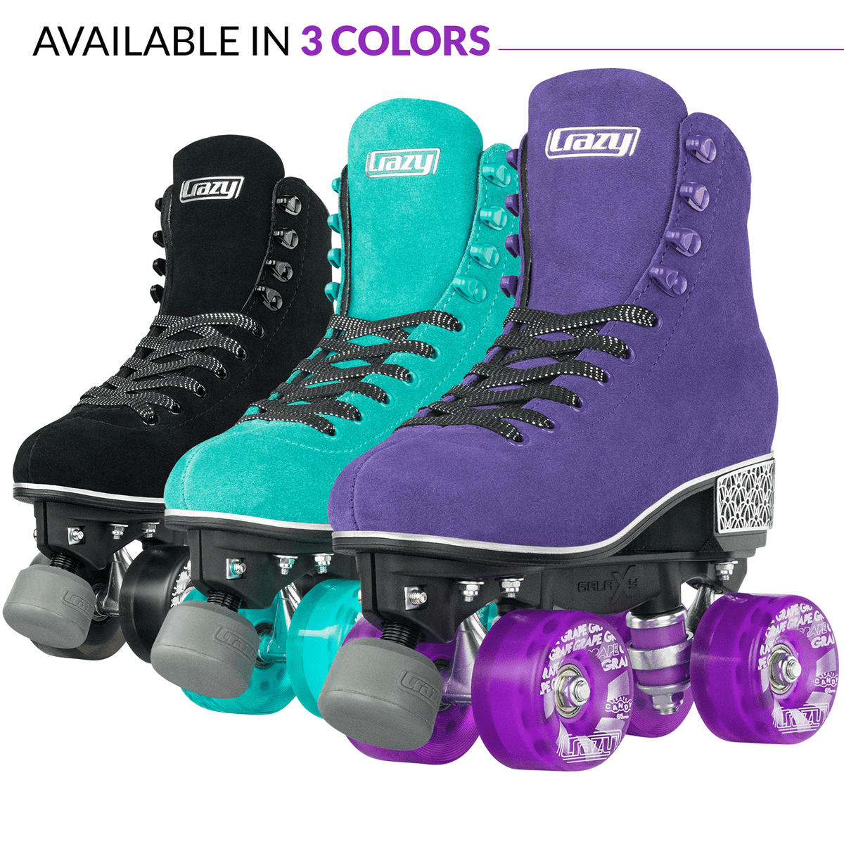 Crazy Skates Evoke Roller Skates for Women - Stylish Suede Quad Skates