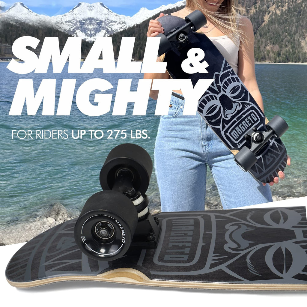 Magneto Cruiser Skateboard - Portable Adult Cruiser Board & Double Kicktail Deck - Kids 6-8 Skateboard with Tiki Style - 27.5 x 7.5 in Deck, 7-Ply Canadian Maple