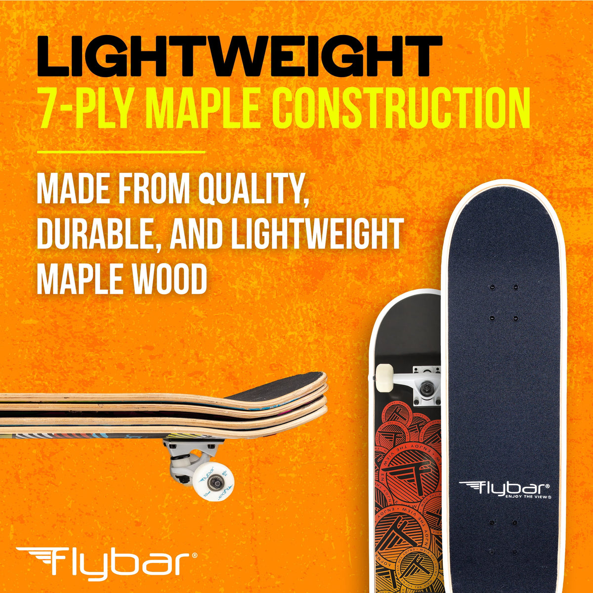 Flybar Skateboards for Beginners, Complete Standard 31 Inch Skateboard, Double Kick, 8" Deck, Lightweight, Stickers