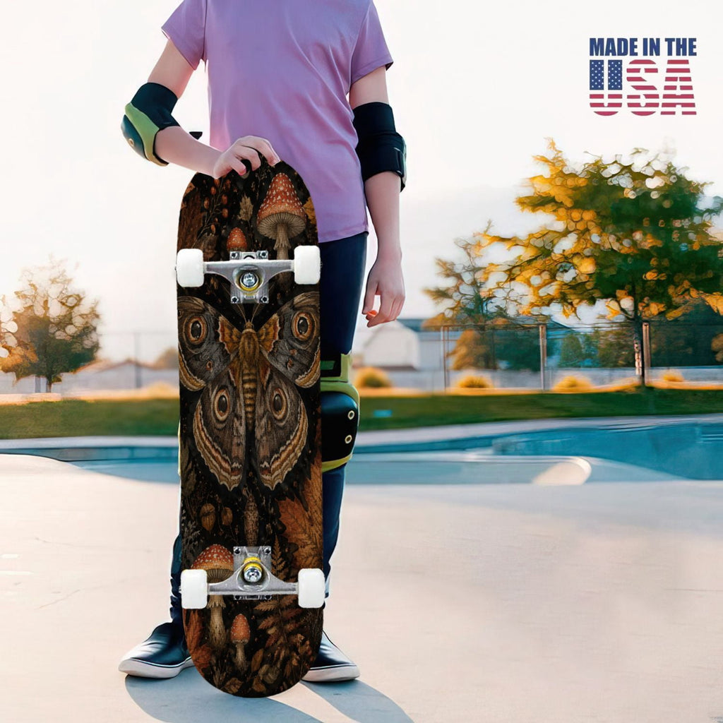 31"x8" Complete Skateboards for Beginners,Halloween Themed Pumpkins Witch Hats Spooky Double Kick 7 Ply Canadian Maple Deck Skateboard with Wheels, Gifts for Kids Teens