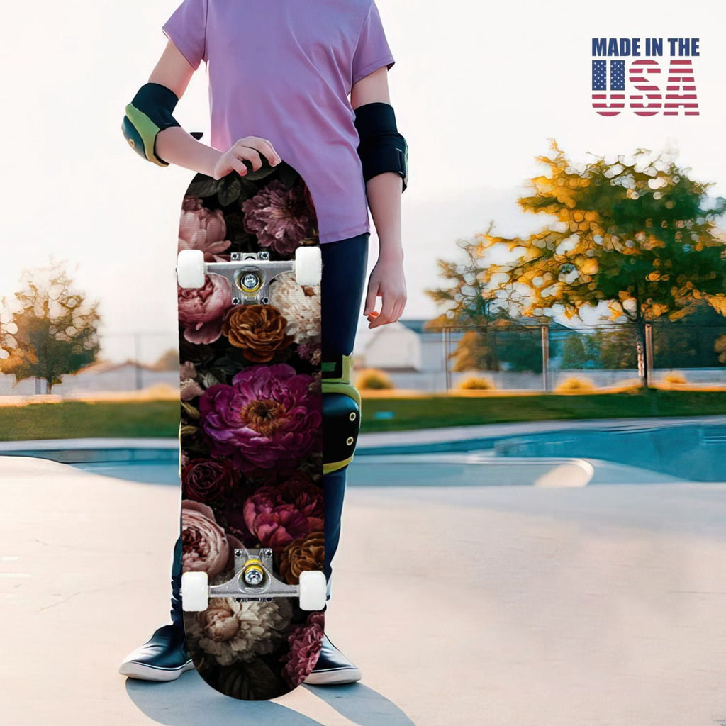 31"x8" Complete Skateboards for Beginners, Red White Vertical Striped Retro Circus Double Kick 7 Ply Canadian Maple Deck Skateboard with Wheels, Gifts for Kids Teens